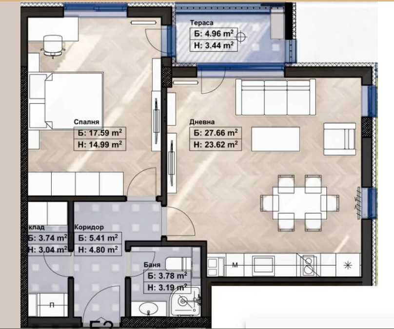 Продава се Двустаен апартамент в София, Връбница 1 - 69 кв.м за 1904 €/кв.м - Снимка #1