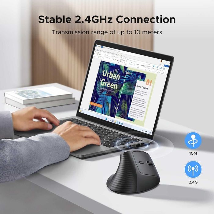 UGREEN безжична,вертикална и ергономична кмпютърна мишка