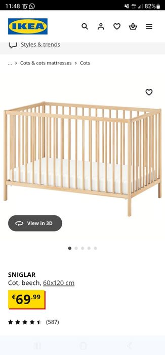 Patut Ikea 60x120 cm + saltea + 2huse
