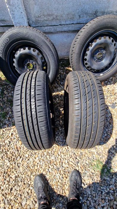 Jante tablă 5x108 originale Ford anvelope noi 205/60 R16 Kumho&Norauto