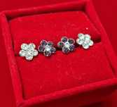 AG200, cercei argint 925,noi/marcati, floricele, zirconii, ideal cadou