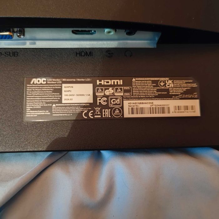 Монитор AOC 23.8", 2560x1440, 75Hz, IPS, 4ms, Anti-Glare, Flicker-Free