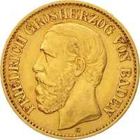 Moneda istorica din Aur - 10 marci Frederich I Marele Ducat de Baden