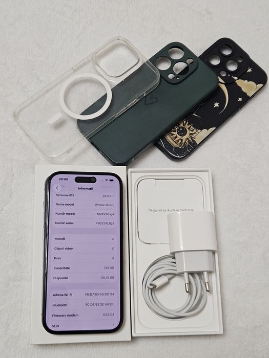 Iphone 14 pro 128GB, Space Black, Full box, stare excelenta