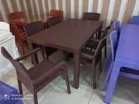 Качественные плетёные столы со стульями на 6 человек для дачи и кафе