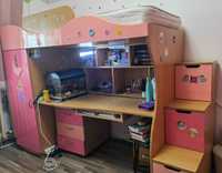 Dormitor complet  copii/tineret - pat etajat, birou, dulap Komandor