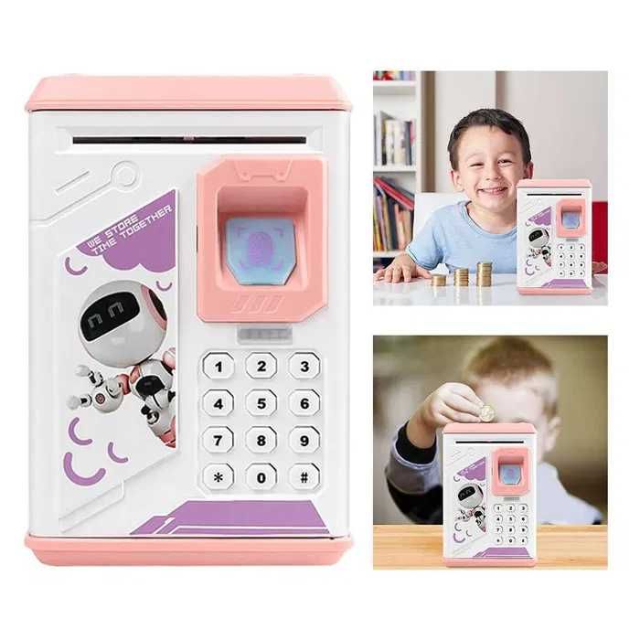 Копилка детский сейф с кодовым замком отпечатком пальца купюроприемник