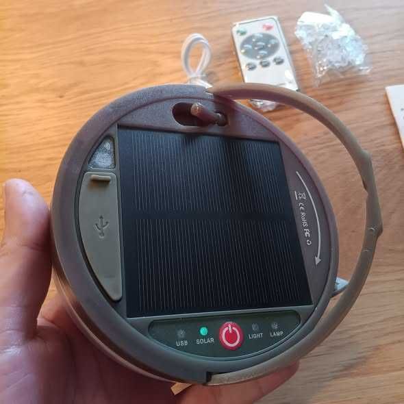 НОВИ! Соларни къмпинг лампички, 12м, 2-в-1, фенер и гирлянд, USB