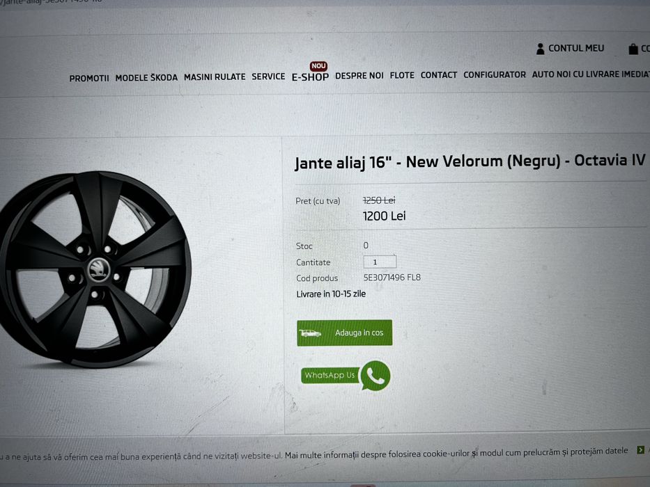 Jante 16” Velorum Skoda Octavia 4-2022, compatibile  VW golf