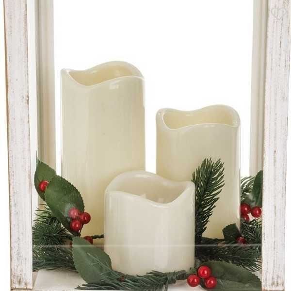 Коледен LED фенер Mercado Trade, 3бр. свещи, Бял