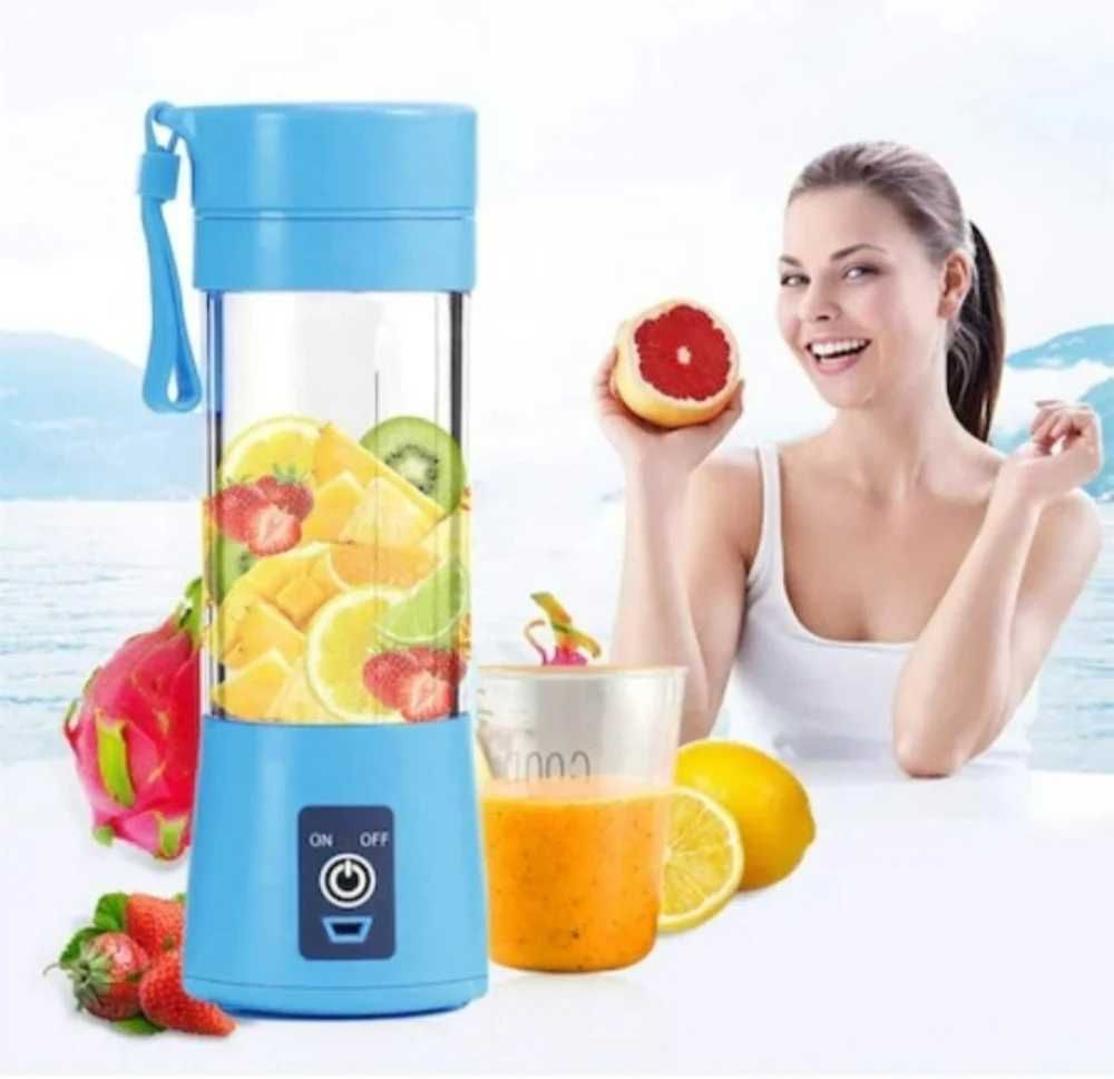 Blender portabil cu baterie reincarcabila, 380 ml, albastru !