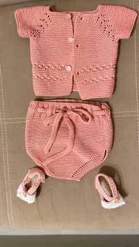 Ръчно плетен от памук комплект за бебе
