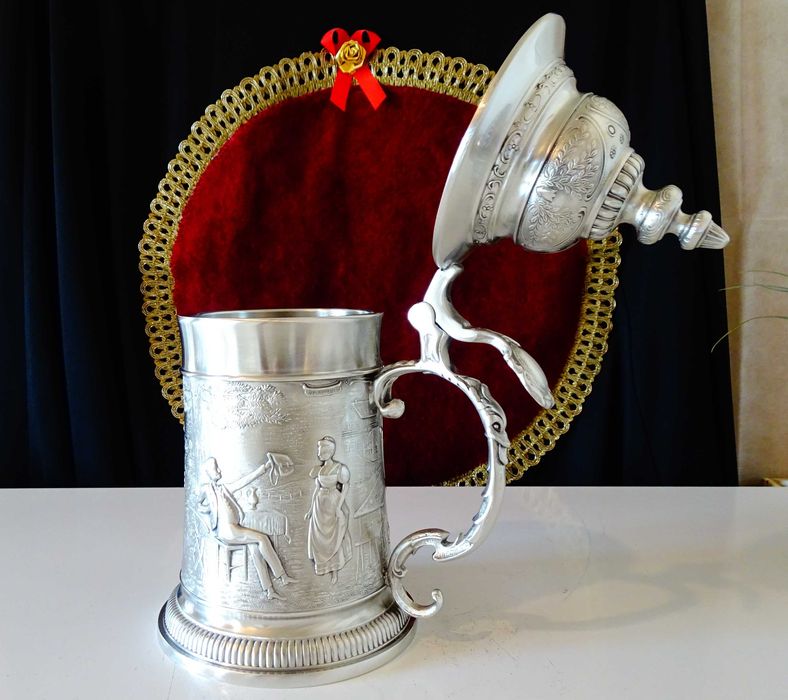 Халба от калай Lindenwirtin,семейство,калаена сватба.