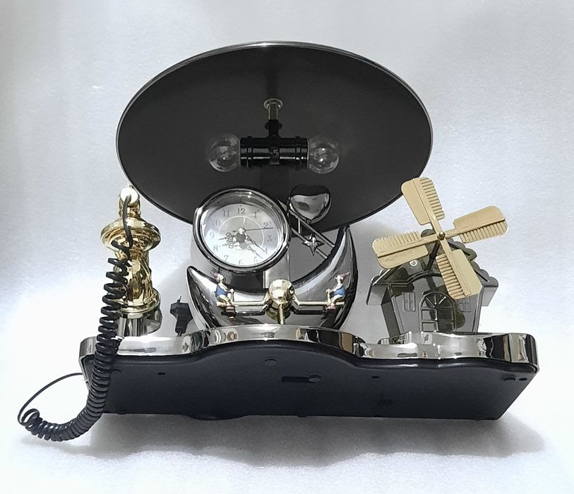 Telefon fix cu veioză, ceas și cutiuță muzicală