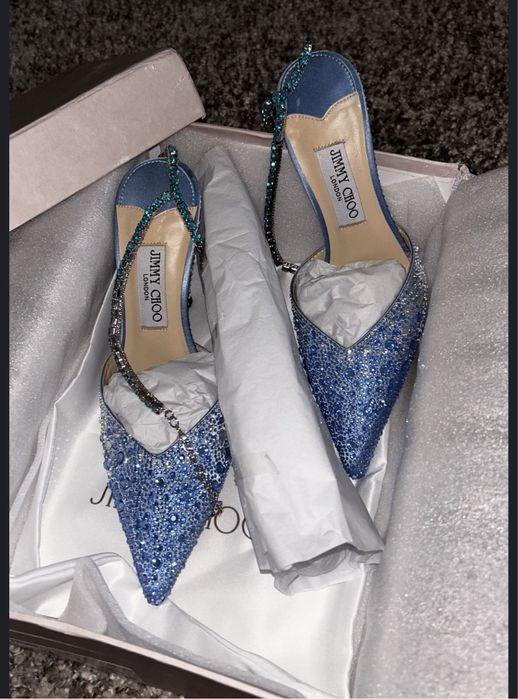 Jimmy Choo Saeda Crystal piele naturala pe stoc