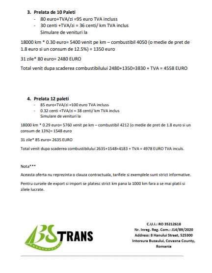 Transport marfa international, colaborare 3.5t