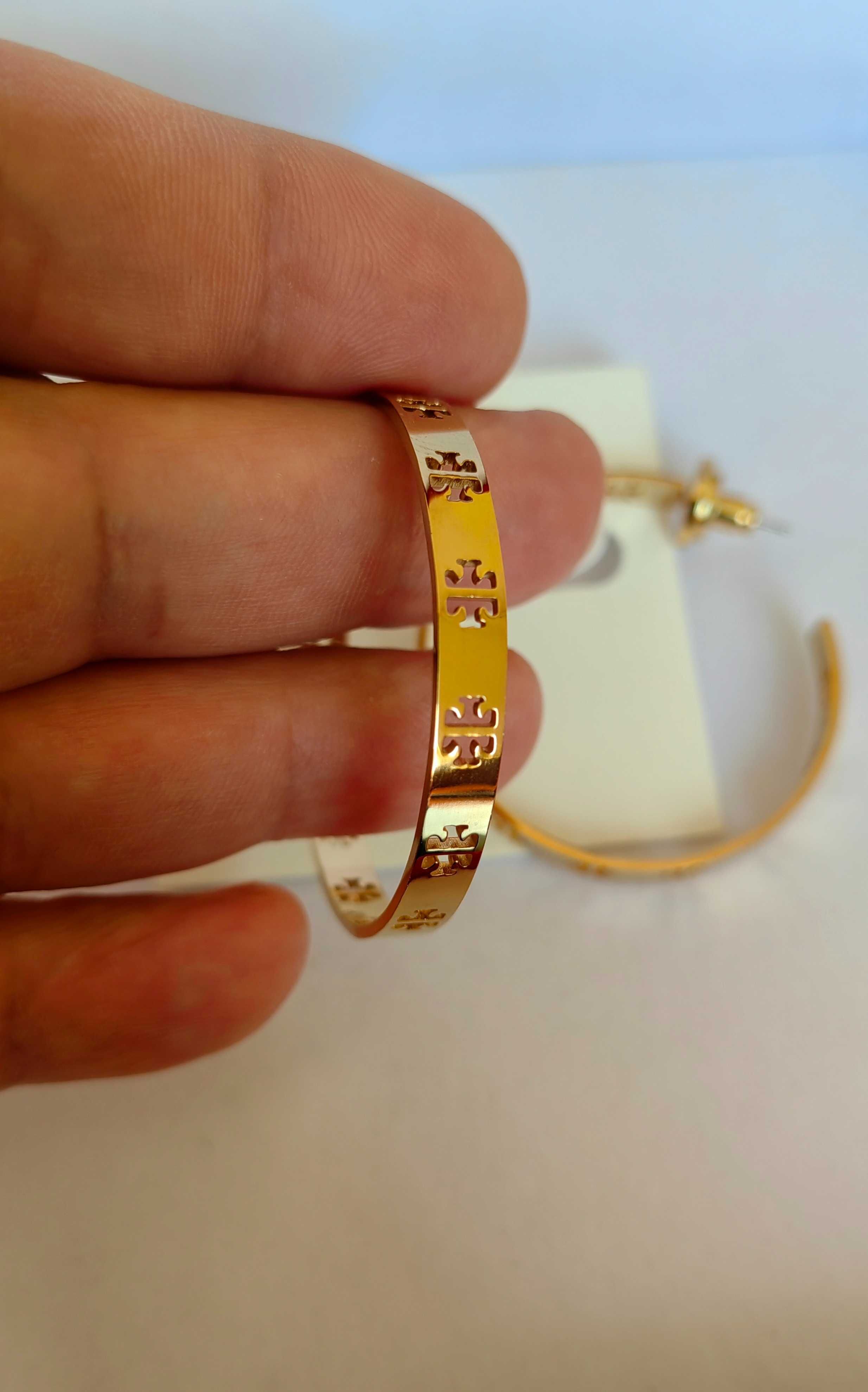 Обеци Tory Burch - Miller stud hoop earrings