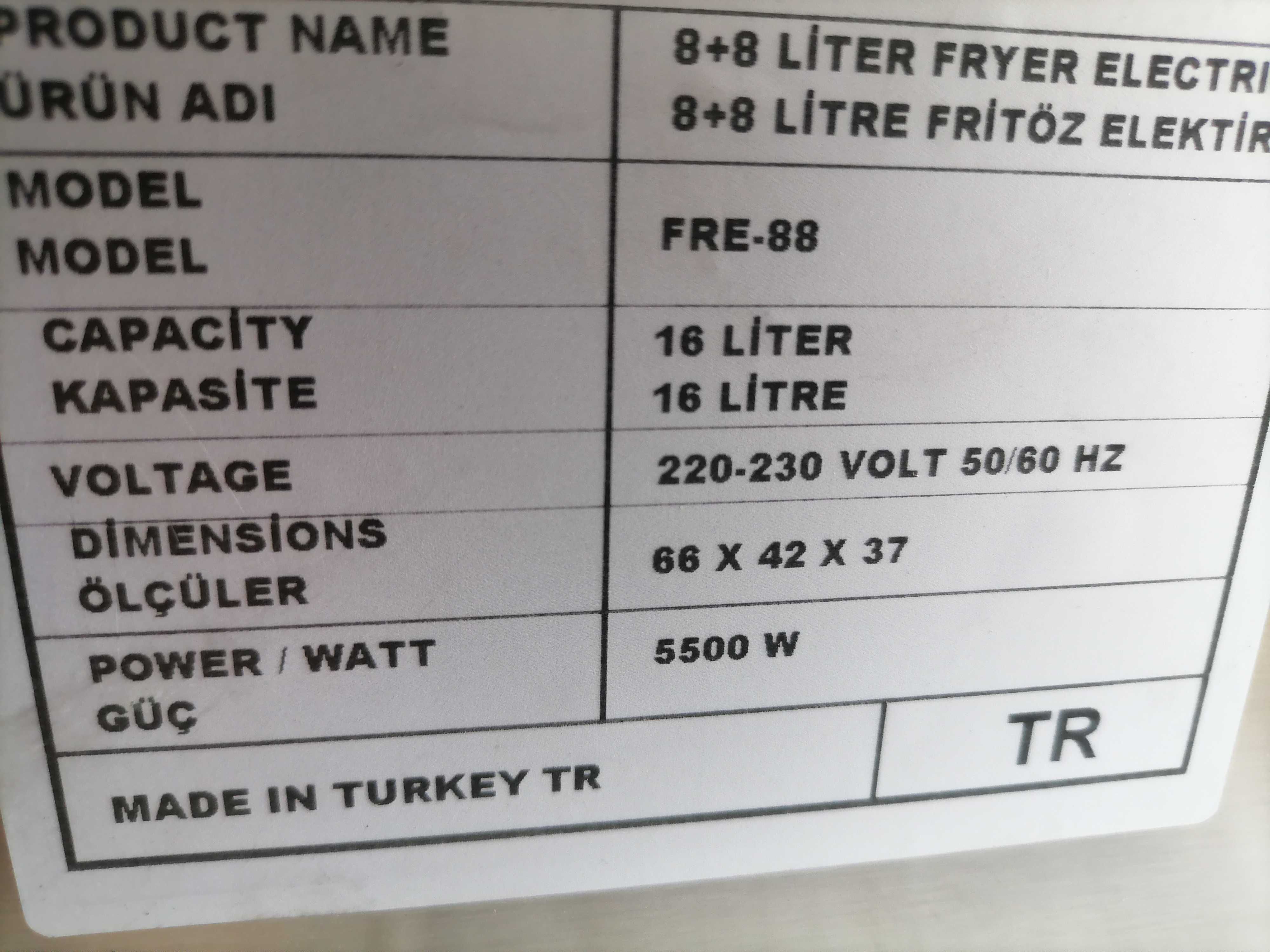 Фритюрник Професионален Електрически  5,5л.+5,5л. дюнер скара котлон