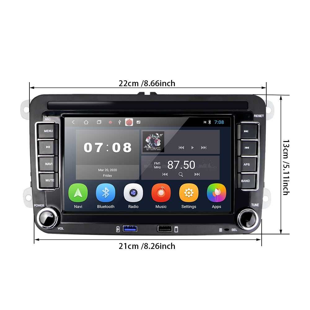 Navigatie Android 10 7Inch, Bluetooth Volkswagen/VW/Skoda/Passat/Golf