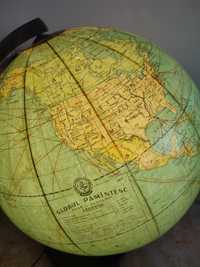 Veioza vintage sticlă an 1971 glob pământesc harta lumii