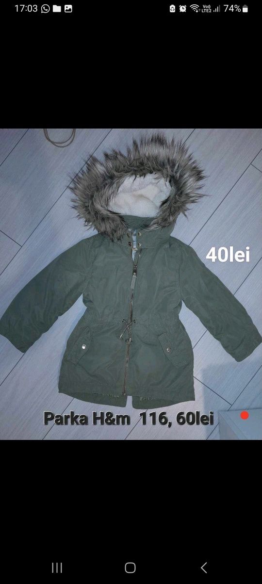 Geci primavara/toamna și iarna fete parka 104/110, 110/116, 116