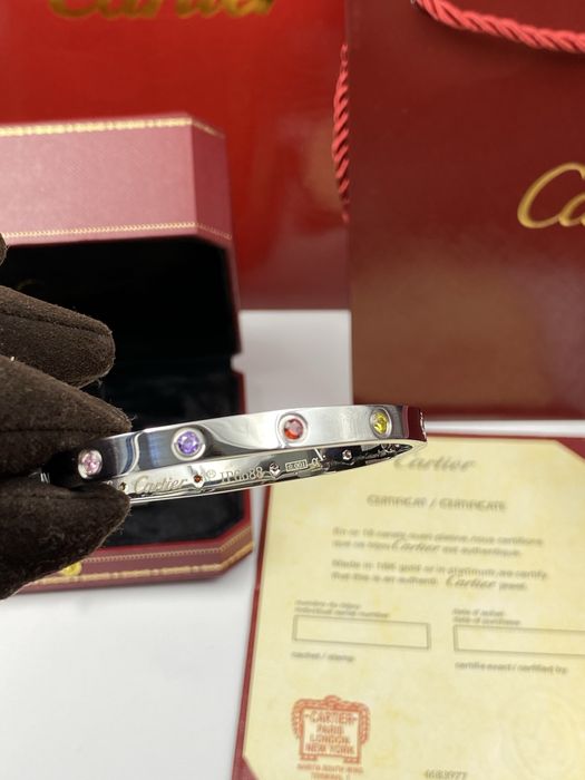 Brățară Cartier LOVE 19 White Gold 750 cu 10 diamante cu cutie