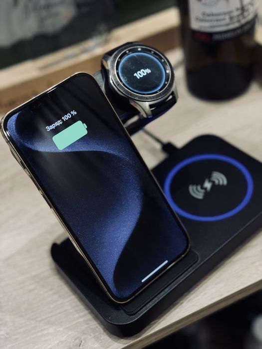 Безжична зарядна станция 3в 1 за телефон, часовник(Samsung) и слушалки