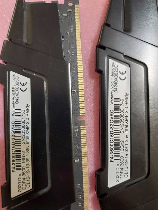 32GB DDR4 G.Skill Ripjaws - 3600Mhz, CL16 / 4000Mhz. CL18