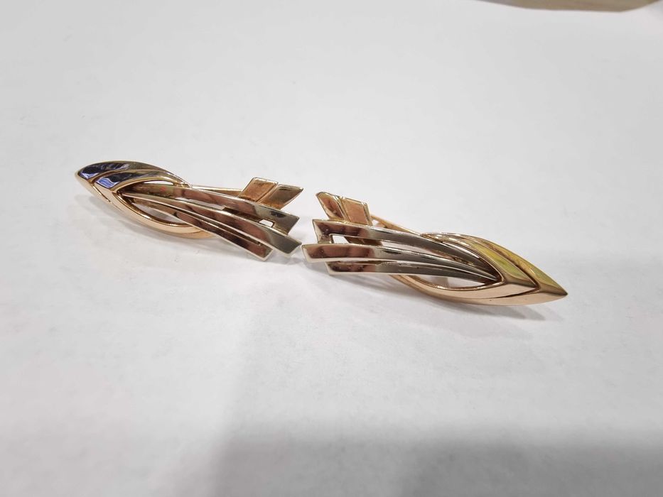 Дамски златни обеци - двуцвено злато