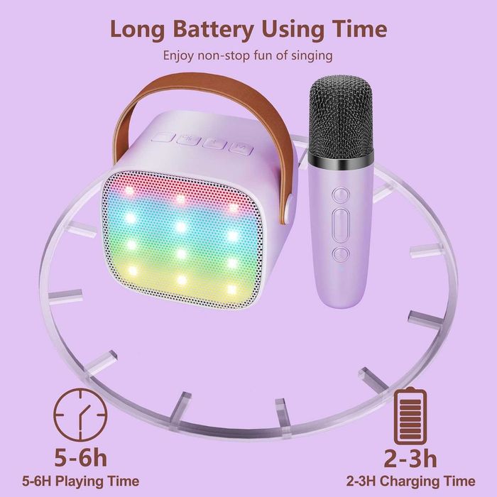 Преносима караоке система с безжичен микрофон и LED говорител!ТОП цена