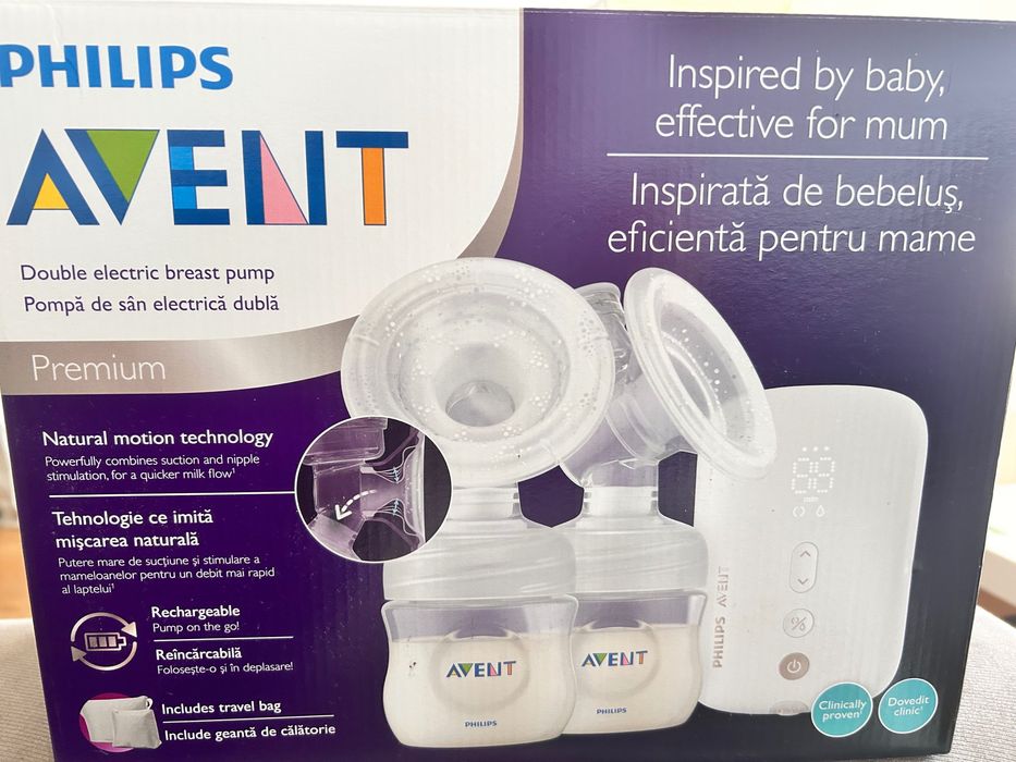 НЕИЗПОЛЗВАНА двойна помпа за кърма Phillips Avent - с батерии.
