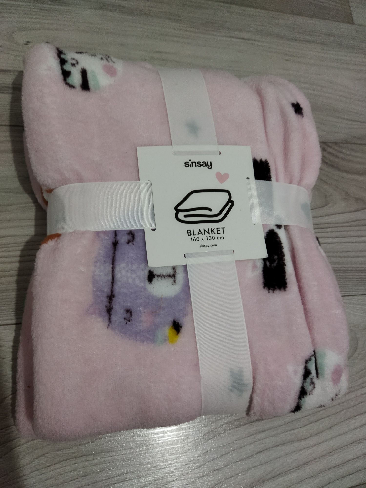 Pătura noua pufoasa roz pentru bebeluși fetițe ursuleț unicorni Sinsay
