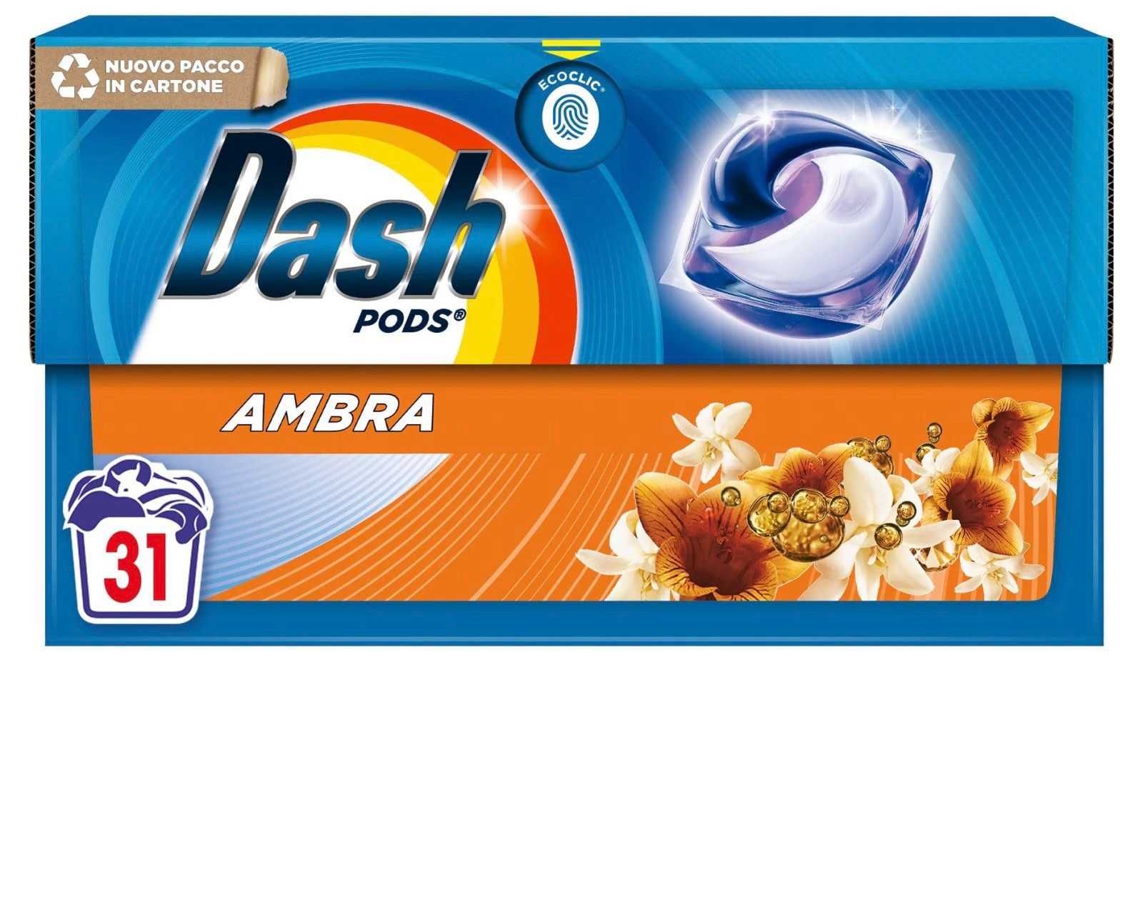 капсули DASH за пране 31бр AMBRA цветно и бяло P&G внос ИТАЛИЯ