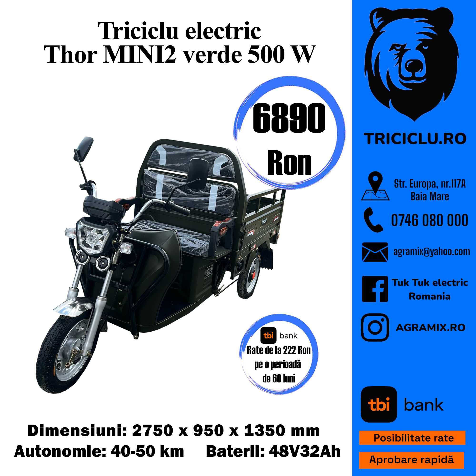 Triciclu electric Mini-2 putere max 1200 Agramix NOU