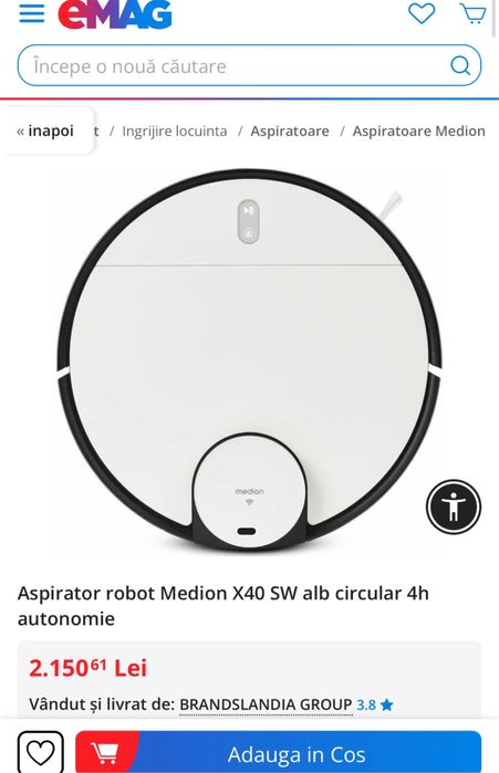 Robot aspirator si spalator cu mop automat Nou , fara fir