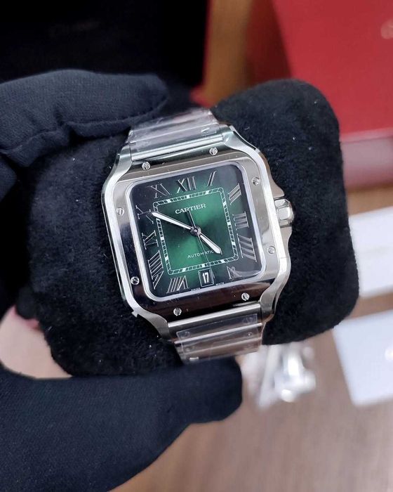 cartier santos 100 silver green