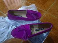 Pantofi violet piele intoarsa marime 37