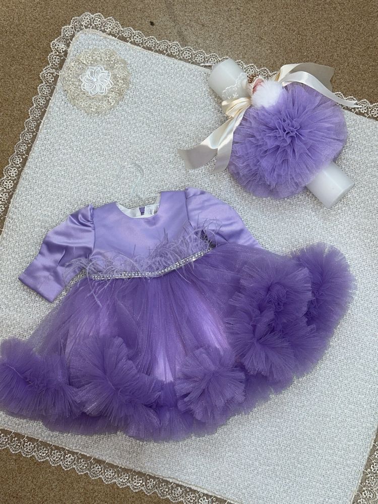 Rochie de fetita,diverse culori cu dantela si puf sau flori/0luni-5ani