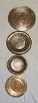 Farfurii decorative vintage din alama gravata,motive egiptene