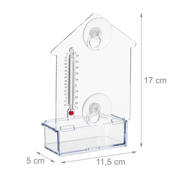 Hranitoare pentru pasari cu termometru pentru fereastra 17 x 11 cm