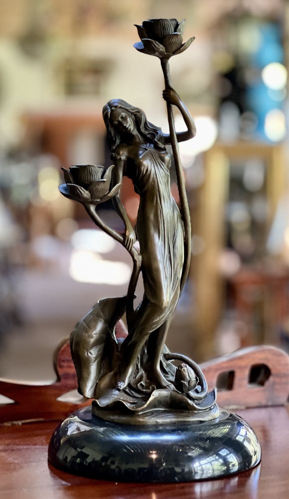 Statuetă/Sfeșnic bronz ArtNouveau *** vintage / antic / retro ***