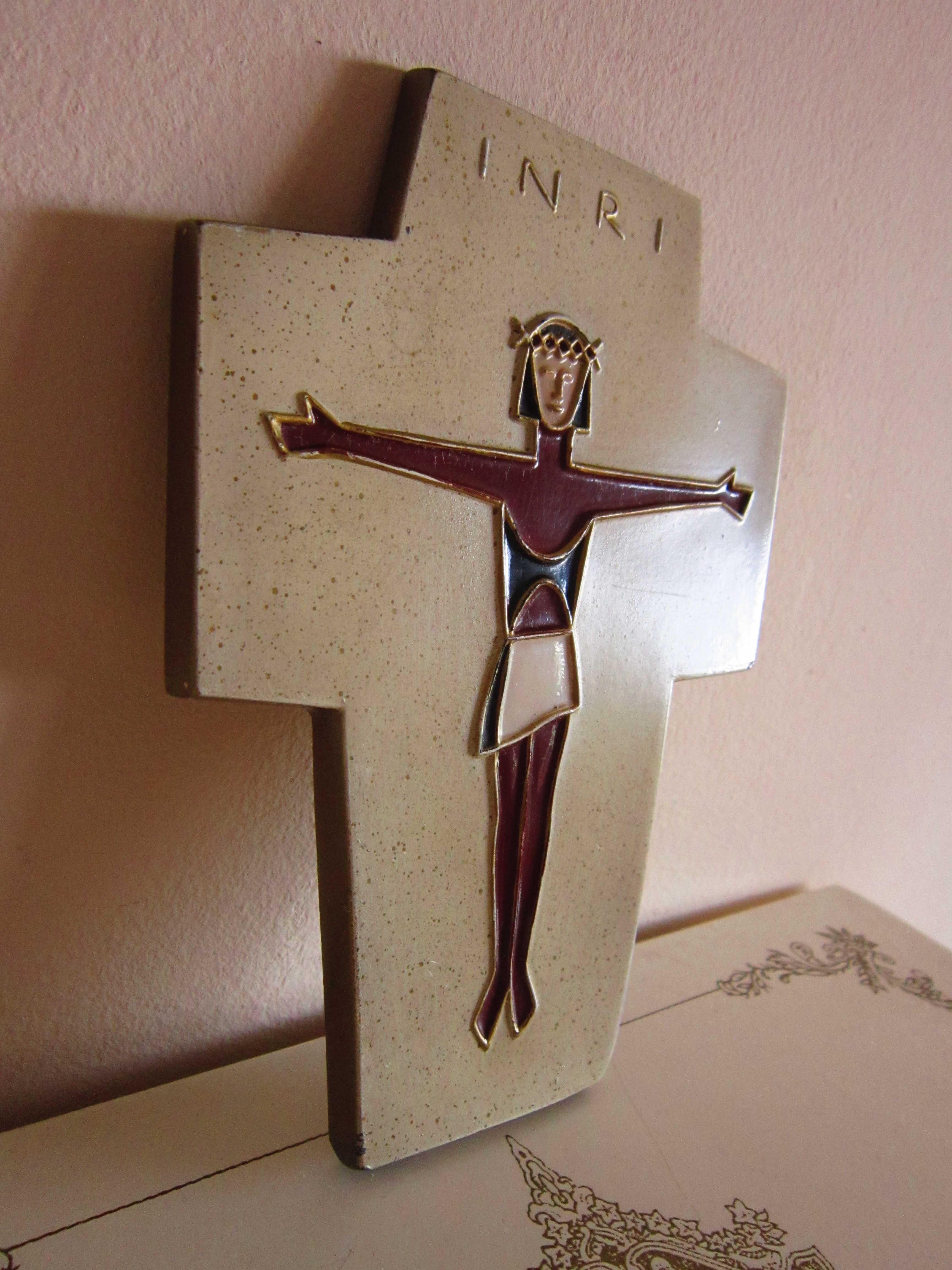 cadou rar Crucifix stil Cloisonne bronz emailat colectie Germania 1970