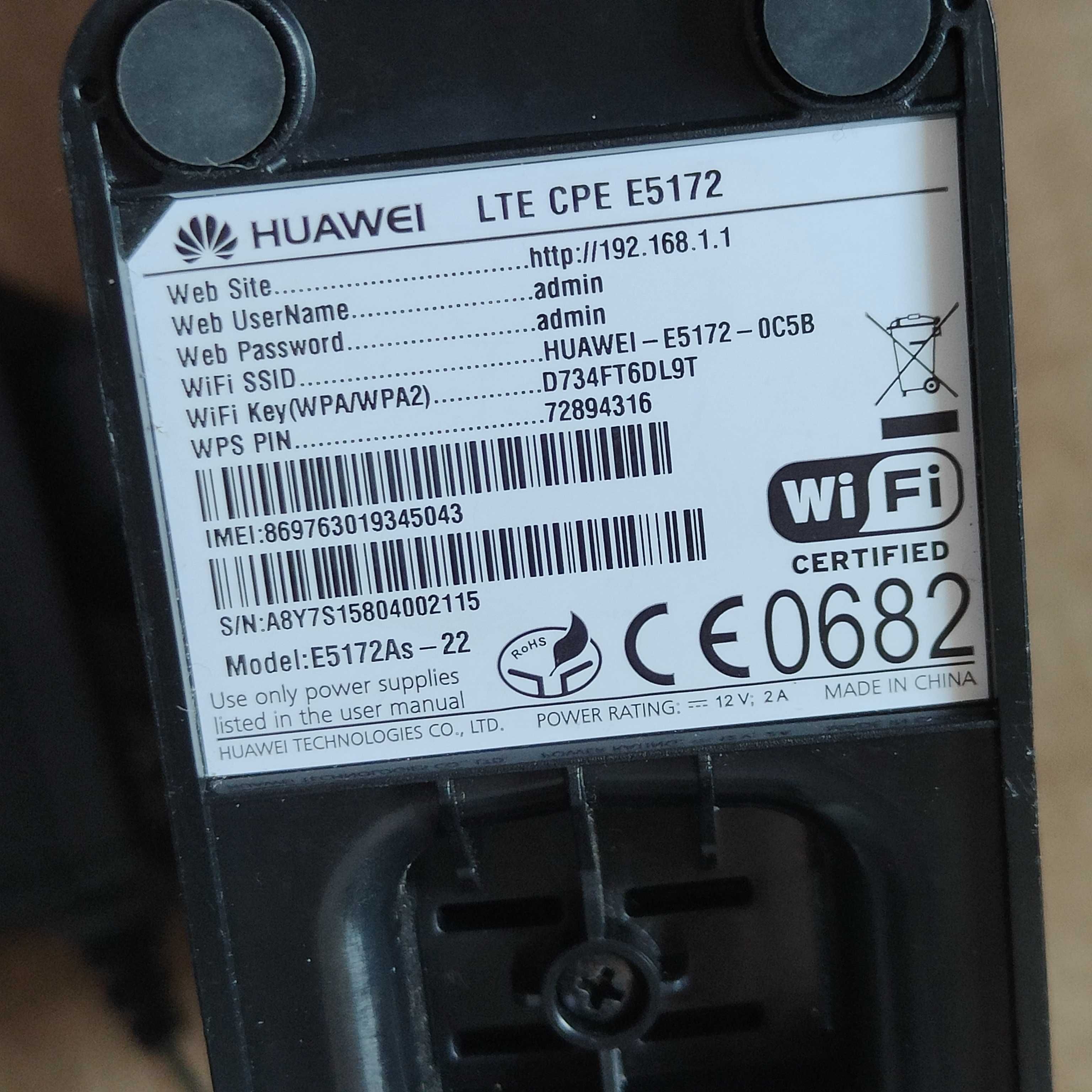 Router modem Huawei E5172 LTE CPE  4G Digi Sim