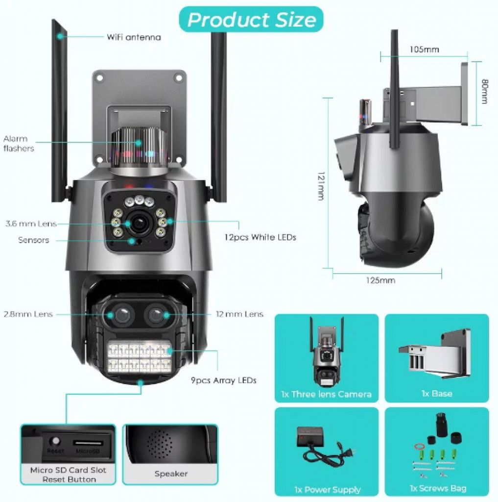 Камера за наблюдение 4K Ultra HD,8MP,датчик за движение,нощно виждане,