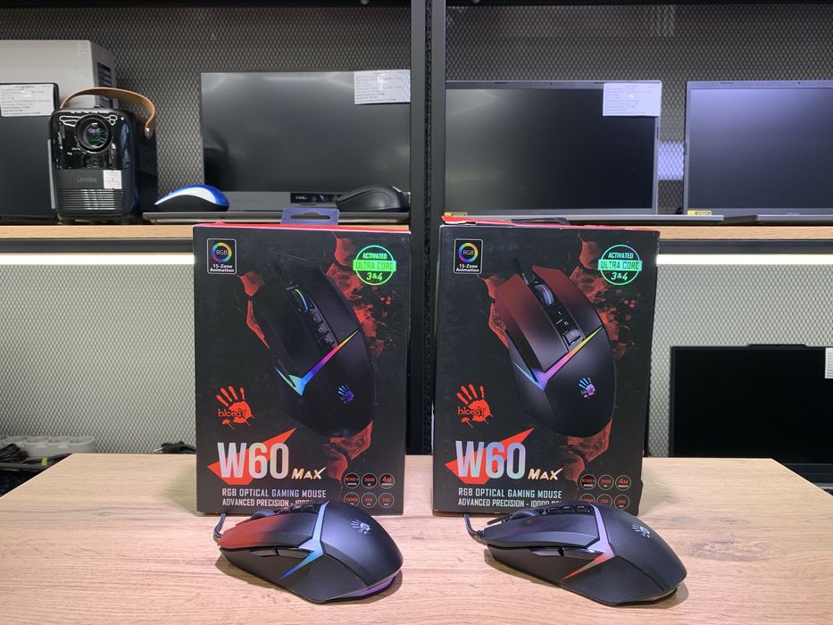 Игровая мышь Bloody W60 Max, черный, проводная, с подсветкой, 1145/А10