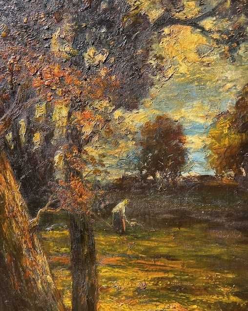 "Femeie in padure" Superb tablou semnat ulei pastos/panza, 70x50cm+ram