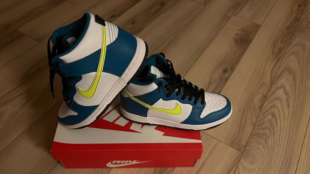 Nike dunk high white volt bright spruce marime 40, noi nouti
