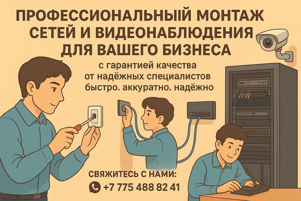 Профессиональный монтаж сетей и видеонаблюдения для вашего бизнеса