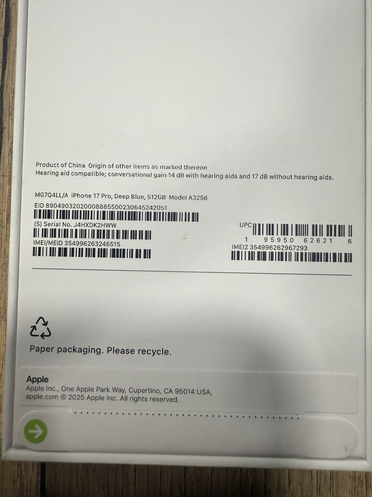 Iphone 17 pro deep blue 512 GB