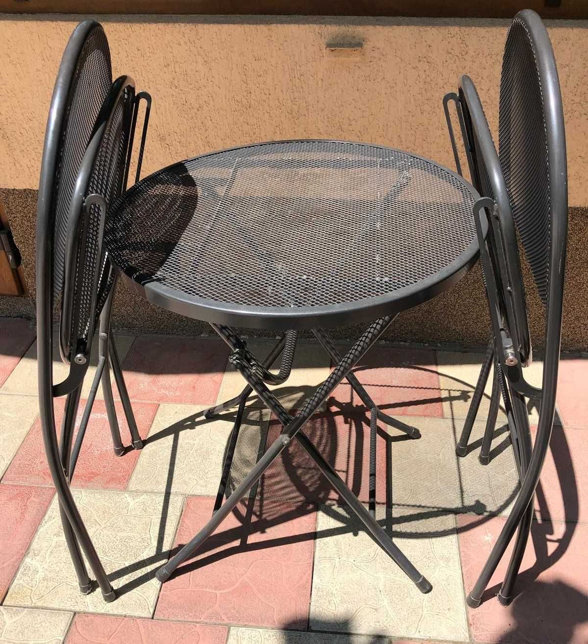 Mobilier metalic terasa/gradina: masa plianta + 2 scaune pliante